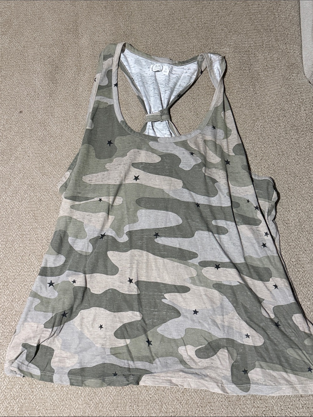 Maurices Olive & Light Gray Camouflage Star Racerback Tank